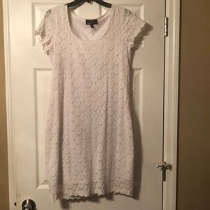 White dress with a white slip underneath